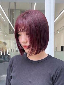 ニトバイアンキシム(nit by ahnkism) ボブミルクティーベージュブリーチダブルカラー堀江