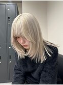 12235髪質改善金髪ホワイトブロンドシルバーアッシュストレート