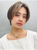 〈a8〉ショート韓国ボブハイライト髪質改善ブリーチ前髪20代30代