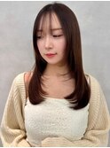 イメチェン/似合わせカット/フルバング／レッドブラウン/中野