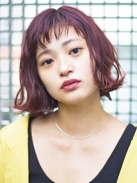 ダブ アオヤマ(DaB AOYAMA) 【DaB】ジグザグバングのミニマムボブ/ ボルドーレッド