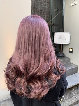 リゼル ユア 渋谷(RISEL YUA) ピンクラベンダーのツヤ巻きロング