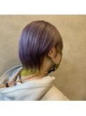パープルアクセントイエロー×マッシュウルフカット