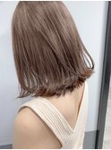 小顔セミウェットウェーブピンクベージュハイライトカラー