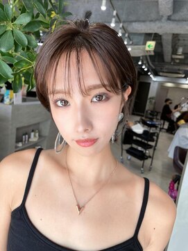 フラッグ ヘアー 天神西通り店(Flag HAIR) カーキグレージュショートシースルーバング前髪