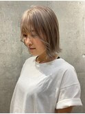 斜めバング/シルキーベージュ/ブラントカット[国分寺駅]