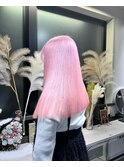 ホワイトピンク ハイトーン ブリーチカラー
