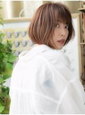 ★カーキベージュ大人美人ひし形前下がりAラインボブ30代40代★1