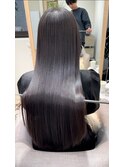 小顔薄めバンググレージュレイヤーロング前髪パーマ黒髪