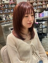 ノラ ヘアーサロン(NORA HAIR SALON)&nbsp;【ERI】小顔に見えるレイヤーカットピンクカラーシースルー前髪