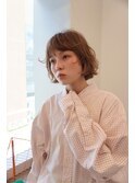 切りっぱなしボブ/ミニボブ/丸くないボブ/ヘーゼルベージュ