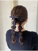 ツイン編みおろし