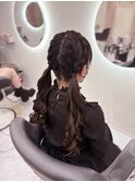 あみこみツインテール/梅田ヘアセット