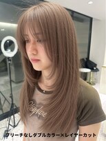 シェリ(che'rie) ブリーチなしダブルカラー×ミルクティーベージュ×レイヤー
