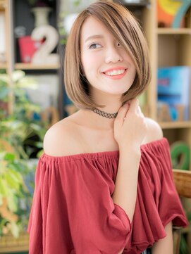 カバーヘア ブリス 上尾西口店(COVER HAIR bliss) 外国人風メルトカラー前下がりワンレンボブc4上尾20代30代40代!