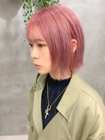 テトヘアー(teto hair) 外はねボブ、ペールピンク、ピンクベージュ、ブリーチ2回