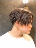 前下がりマッシュパーマ　新橋　理容室　床屋　日比谷　ヒロ銀座