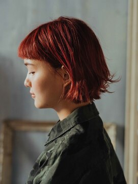 美容室 コーストアール 稲毛店(coast-R) ワインレッド切りっぱなしボブ【稲毛駅】