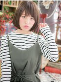ナチュラルモード斜めバング黒髪ぶつ切りボブc5浦和20代30代40代