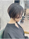 アッシュグレー丸みショートマッシュショートくびれショート