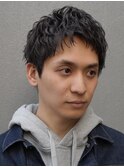 スパイキーショート　メンズ　短髪　ベリーショート　ピンパーマ