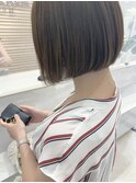 【gallaria西山】カーキベージュ×ぱっつんボブ