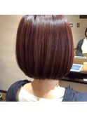 《藤野お客様スタイル》ベリーピンクカラー×ミニボブ