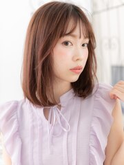 浅草/髪質改善/ベージュピンク×ロブヘア☆内巻きワンカールf