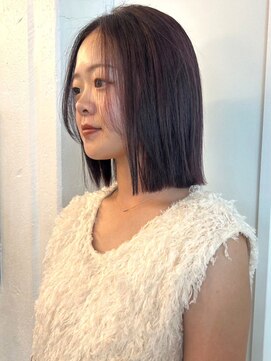 パーク 福岡天神西通り店(parc) ミニボブ　ストレート　髪質改善　センターパート　透明感カラー