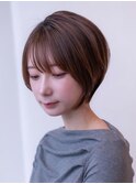 大人かわいい前髪セシルカットココアブラウンフリンジウェーブ