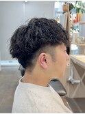 メンズカットツイストスパイラルパーマニュアンスパーマショート