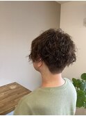 大人ショート・ふわふわパーマ・ラベンダーアッシュ