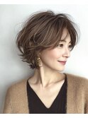 大人ショートレイヤー白髪ぼかし脱白髪染め40代50代60代原宿