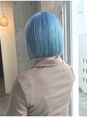 ブルーカラー/ネイビーカラー/ハイトーン/ケアブリーチ/ボブ
