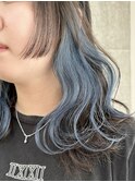 学校で隠せるバレないインナーカラーブルージュ　表参道美容院