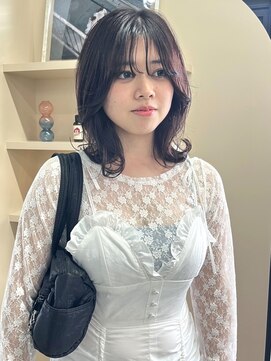 イロウ 天神大名店(IROW) カシスラベンダー 外ハネボブ くびれボブ 顔周りカット 艶髪