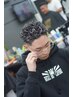 カット+ホワイトメッシュ+メンズパーマ+シェービング