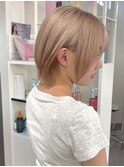 8321渋谷ブロンドホワトアッシュハイトーンカラーボブ韓国ヘア