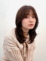 ノク 渋谷(nok)&nbsp;韓国オリーブカラーオリーブベージュ顔まわりレイヤー前髪パーマ