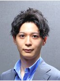 ビジネスツーブロックマッシュショート 束感ニュアンスパーマ