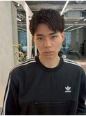 韓国マッシュスパイキーショートブルーブラックツーブロック2