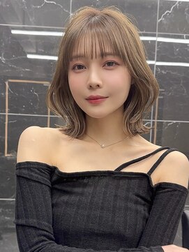 サイン 渋谷(SIGN) 韓国ボブハッシュカットレイヤーカットグレージュブリーチ無し