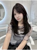 透明感グレーブラック/ロングレイヤー/ワンカール/表参道