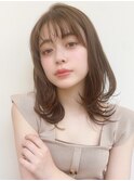 ミディアムレイヤー、外ハネボブ、グレージュ☆