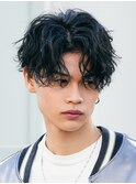 大分シャドウパーマメンズカットラウンドマッシュセンターパート