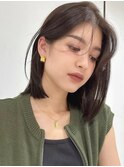 バタフライカットミディアムレイヤーボブレイヤーカットベージュ