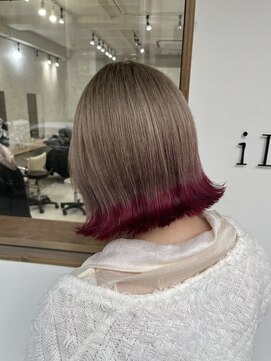 イル(iLu.) 裾カラーレッド／ミルクティー/レッド/裾カラー/ベージュ