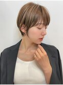 外国人風ショートヘア ハイライト アッシュベージュ 表参道A0726