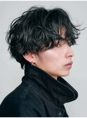 横浜西口シャドウパーマメンズマッシュウルフカット波巻きパーマ