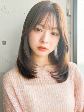 アグノス 青山(Agnos) くびれヘア20代30代40代◎ピンクベージュセミディ薄めバング